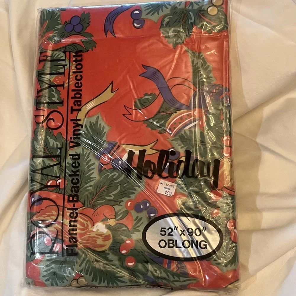 NOS Vintage 1990's Christmas Tablecloth Large 90